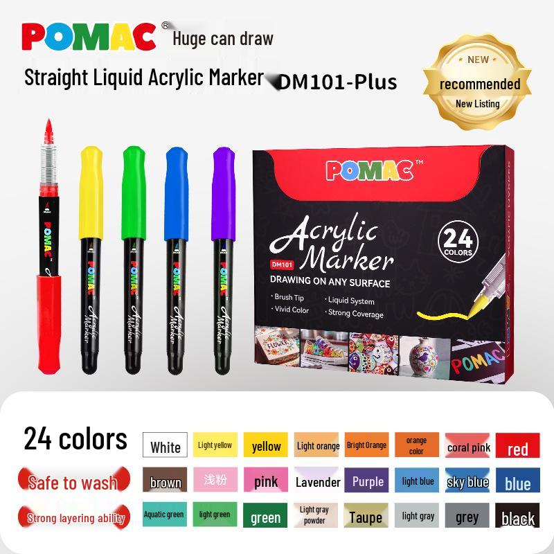 

POMAC DM101 Boxed Acrylic Watercolor Marker - Soft Tip for Layered Color and Graffiti.