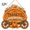 Thanksgiving Door Hanging Ornament Front Sign, Pumpkin Turkey Pattern Hanger, Autumn Decorative Wooden Plaque Harvest Wall for Farmhouse Porch