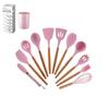 12-Piece Silicone Kitchen Utensil Set with Wooden Handles - Includes Spatula, Slotted Spoon, Frying Spatula, and Baking Tools