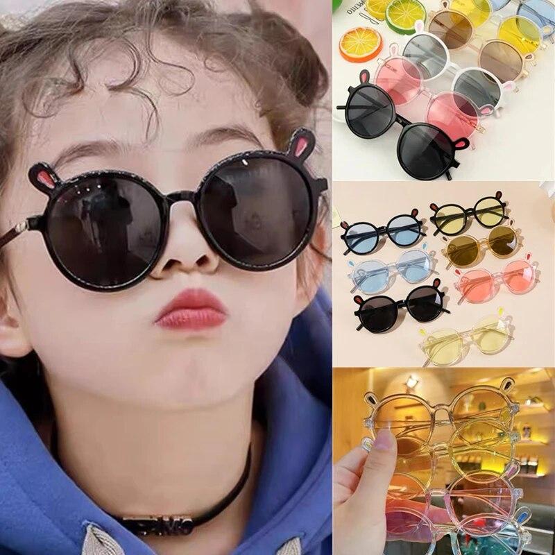 Cute Cat Ear Sunglasses for Girls Boys Vintage Cartoon Animal Sun Protection Outdoor Eye Wear Children Fashion Accessories