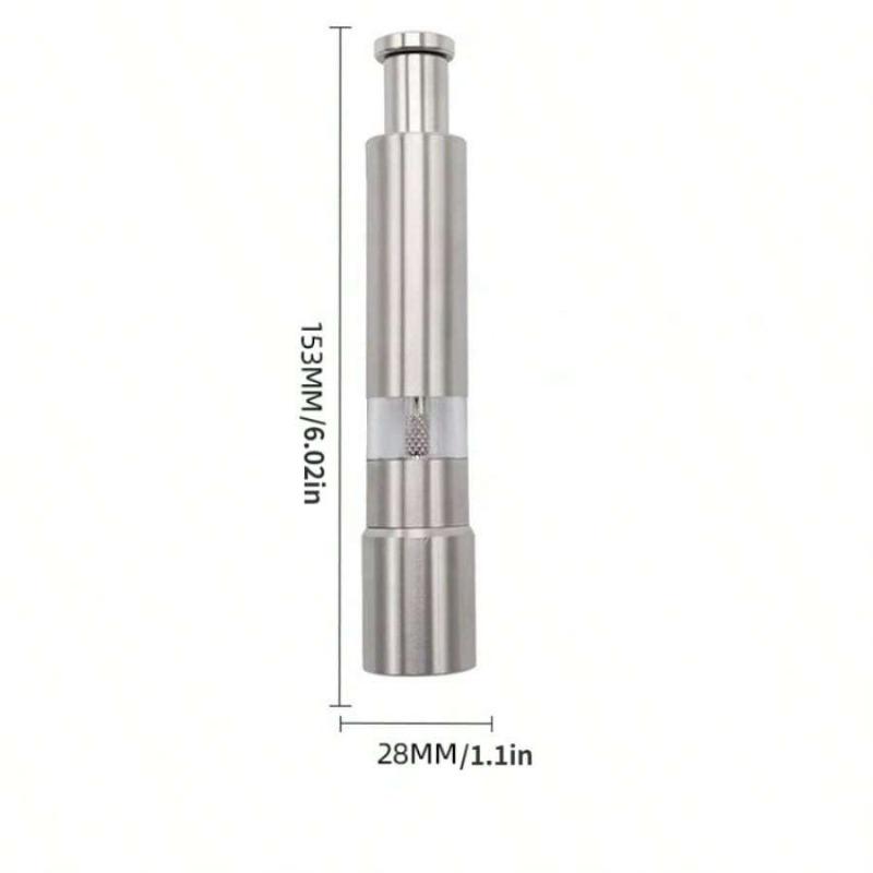1pc Hand Driven Metal Pepper Grinder/Salt Mill&Muller Portable Thumb Push Aluminium Case Stainless Steel Core