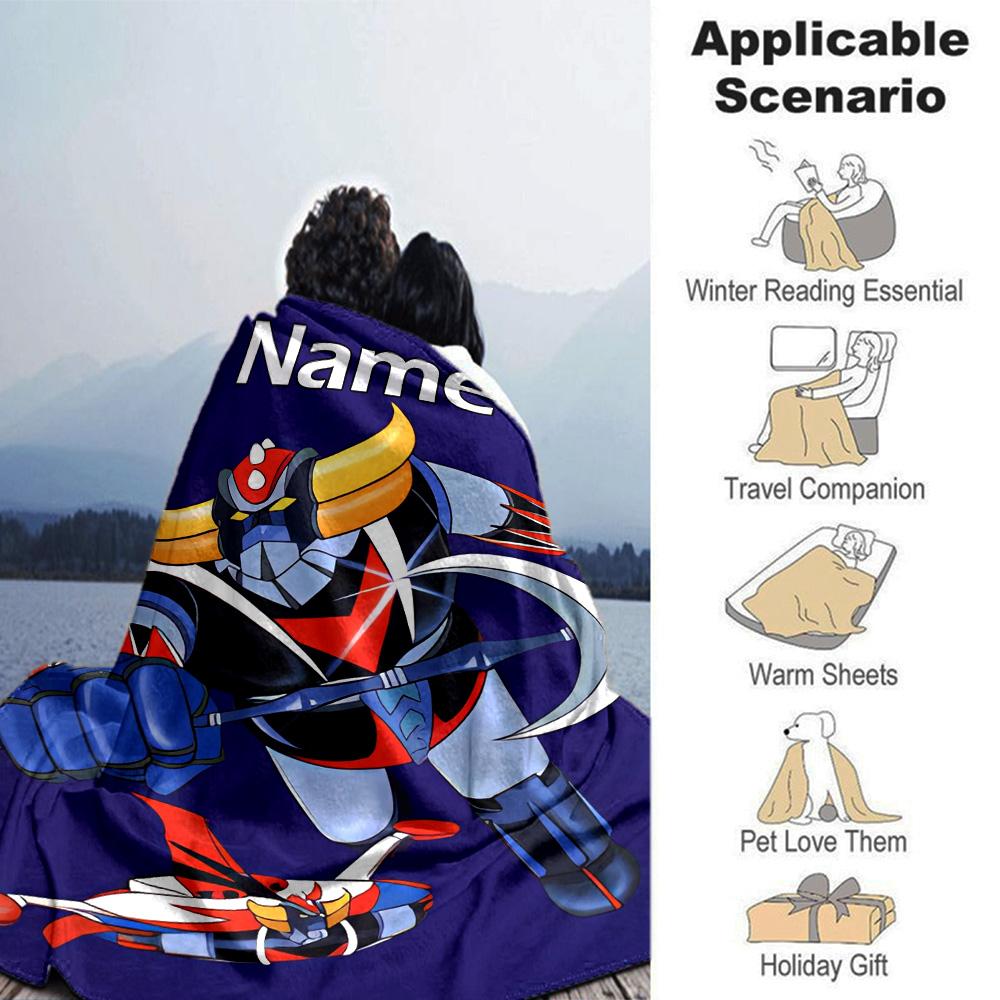 Customiz Name Personality UFO Robo Grendizer Blanket Soft &Warm Sofa Office Bed Travel Lunch Break Blanket, Gift Suitable All Seasons