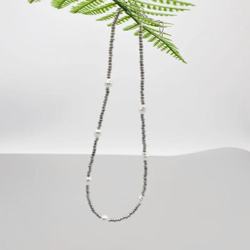 1PC Silver Beads Pearl Women Necklace Fashion New Korean Sweet Colorful Female Neck Jewelry Gift Drop Shipping Wholesale Accessories