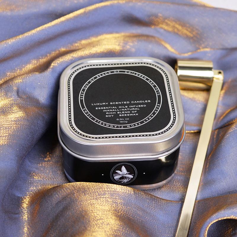 Aromatherapy Candle Square Series Metal Can Iron Can Gold Silver Retro Black Fragrance Light Fragrance Soy Wax Environmental Protection