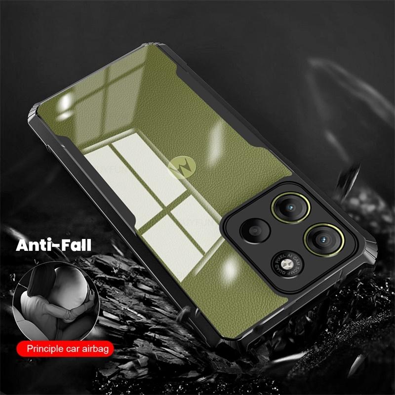 Acrylic Transparent Armor Shockproof Case For Motorola Moto G05 G15 G35 G45 G55 G75 G85 G 15 75 5G TPU Soft Frame Protect Funda