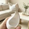 Matte White Ornaments for Entryway Minimalist Abstract Sleeping Cat Statue, 3D Printed Hollow Ornament Healing Atmosphere Room Decor Tabletop