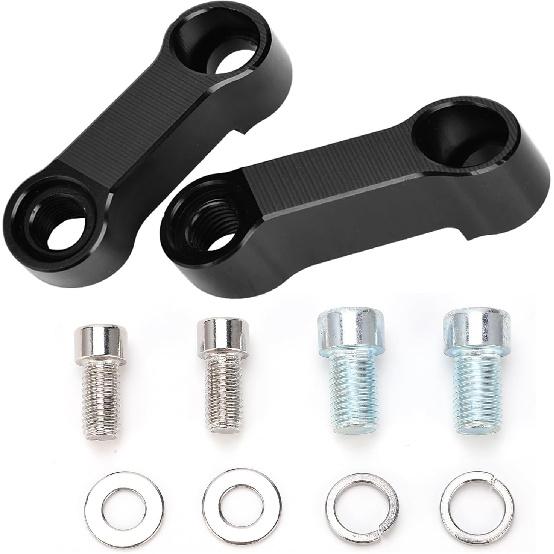 

2PCS Motorcycle Mirror Extenders - Black Handlebar Mount Rearview Adapter Riser Rear View Risers Bike Extenders Universal Side Aluminum Right Thread