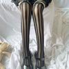 Women Over Knee Thigh High Socks Long Tube Leg Warmers Stocking Dark Vertical Stripe Leggings Sock
