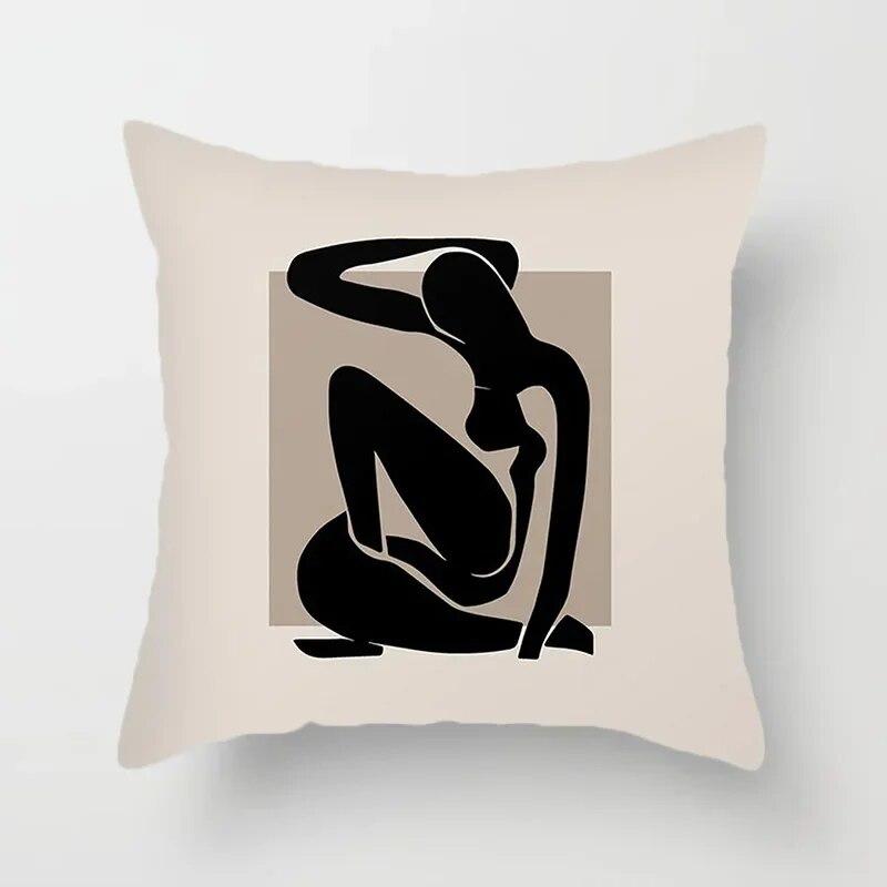 Creative Abstract Line Pattern Cushion Cover Home Decor Pillowcase Sofa Decoration Bird Peach Skin