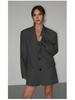 Rasaduffy Women's Retro Loose-Fit Grey Blazer - New Korean Style