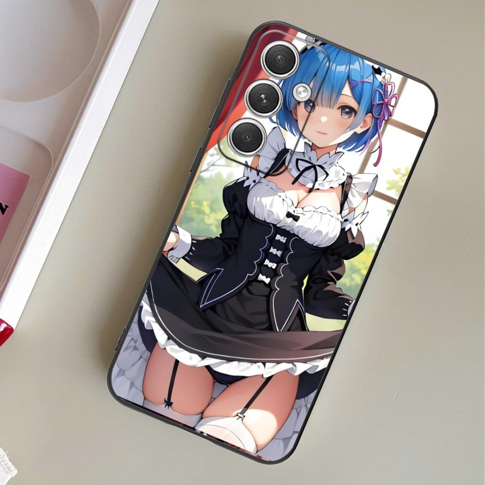 Re Zero Rem Girl Mobile Cell Phone Case for Samsung Galaxy S24 S23 S22 S21 S20 S10 S9 Plus FE Ultra Lite Black Phone Cover Shell