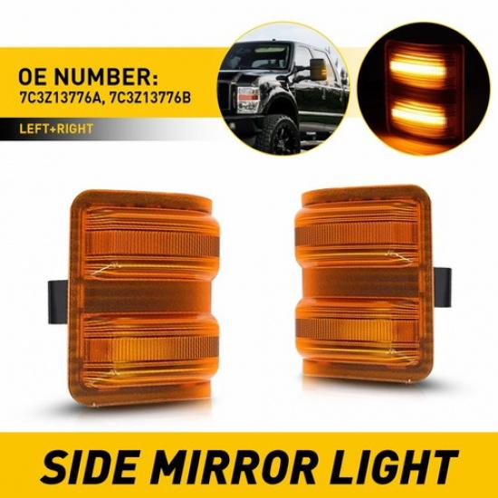2PCS LED Mirror Side Turn Signal Light For Ford F-150/250/350/450/550 Duty Super