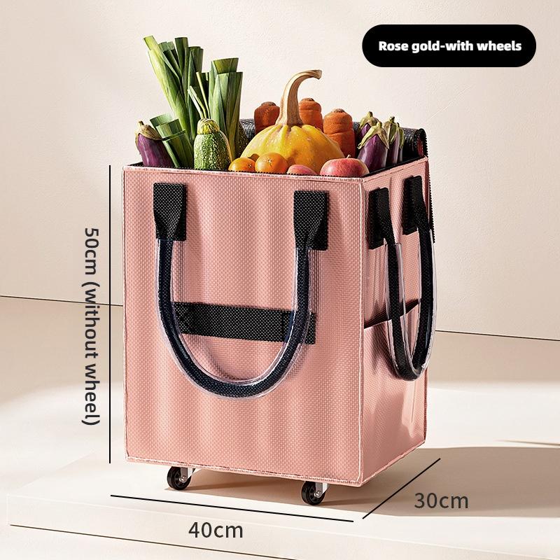 

Lightweight Foldable Hand Cart, Portable Shopping Trolley for Groceries, Upgraded Household Pull Cart with Wheels розового золота