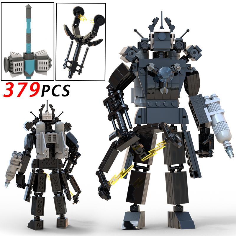 MOC Skibidi Toilette Bausteine Titan Monitorman Spinne VS TV Mann Figuren Konstruktionsspielzeug DIY Modell für Kinder Weihnachten