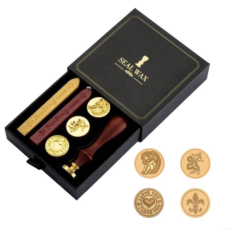 

Plant Sealing Wax Stamp Heads Wax Seal Stamp Set with Handle Seal Gifts Box X3UC
