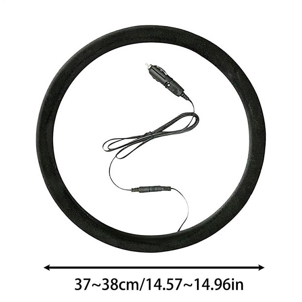 

Comfortable 12V Heated Steering Wheel Cover Winter Anti-slip Car Heating Hand Warmer Warm Steering Wheel Heater Car Accessories чёрный