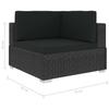 Corner Sofa Set 2 pcs with Cushions Poly Rattan Black