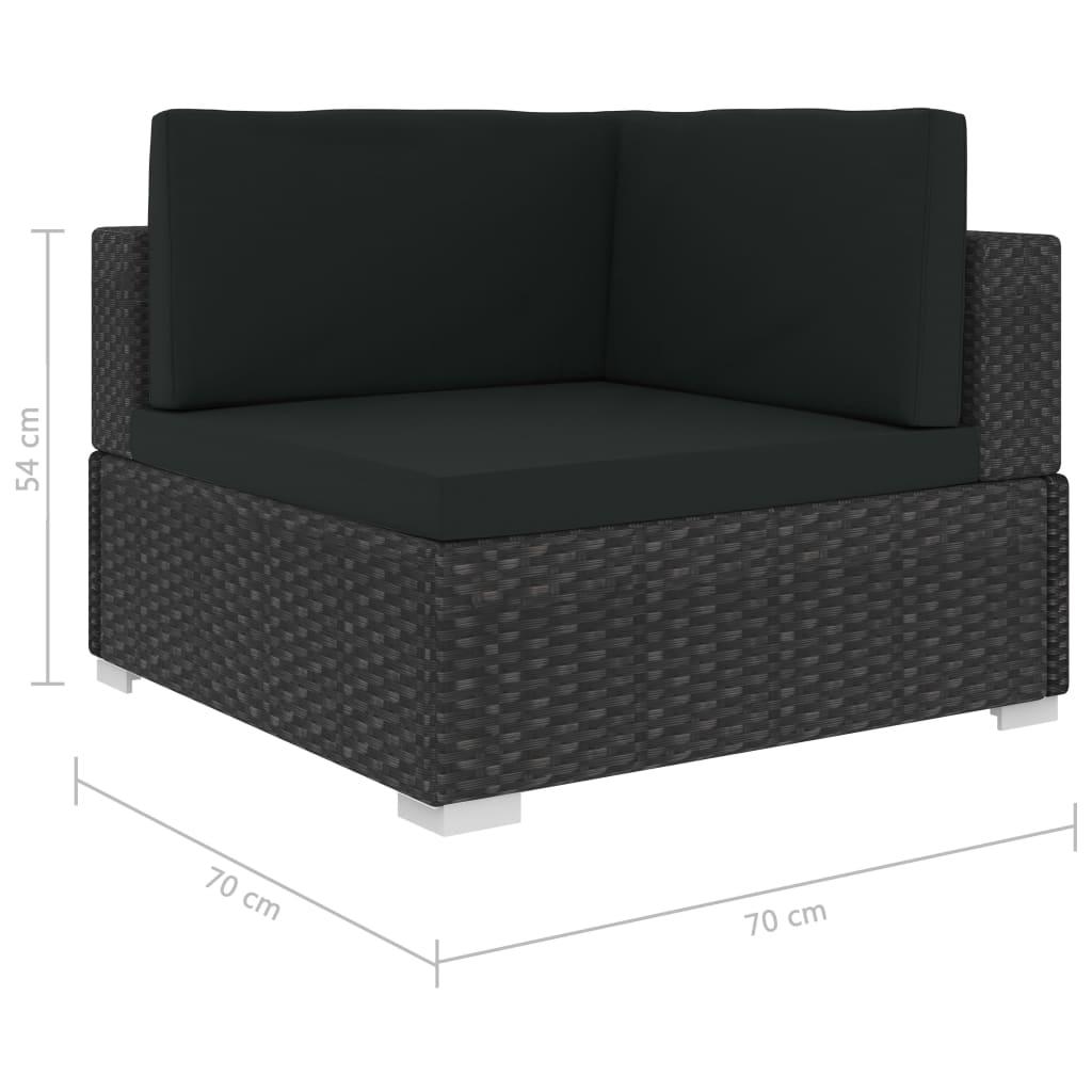 Corner Sofa Set 2 pcs with Cushions Poly Rattan Black