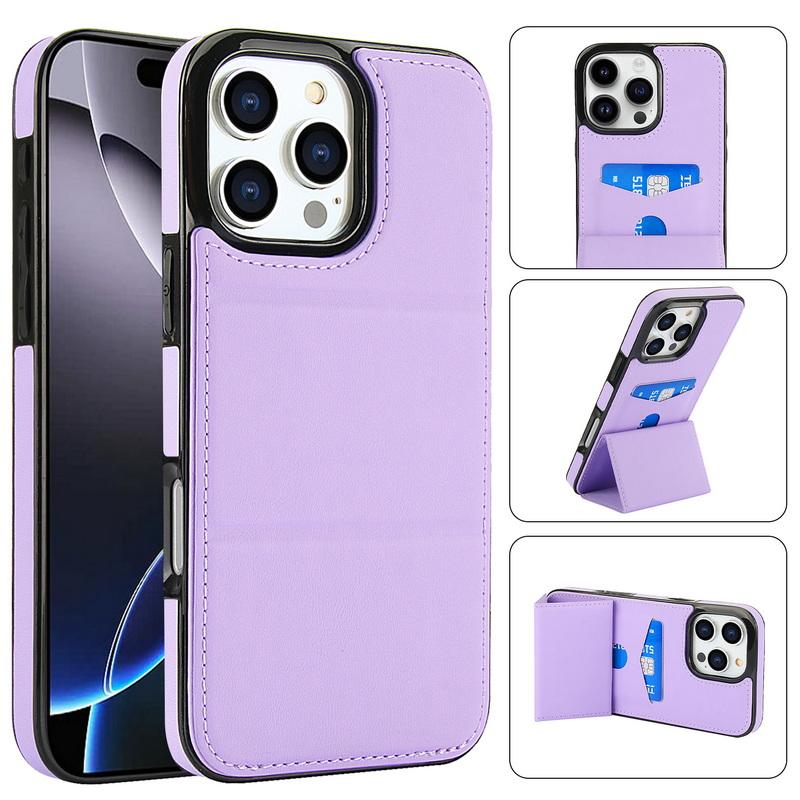 Étui de téléphone de luxe en cuir de couleur unie pour iPhone 16 Pro Max 15 Plus 14 Pro 13 12 11 avec support à rabat, fente pour carte, antichoc, couverture bumper en silicone souple