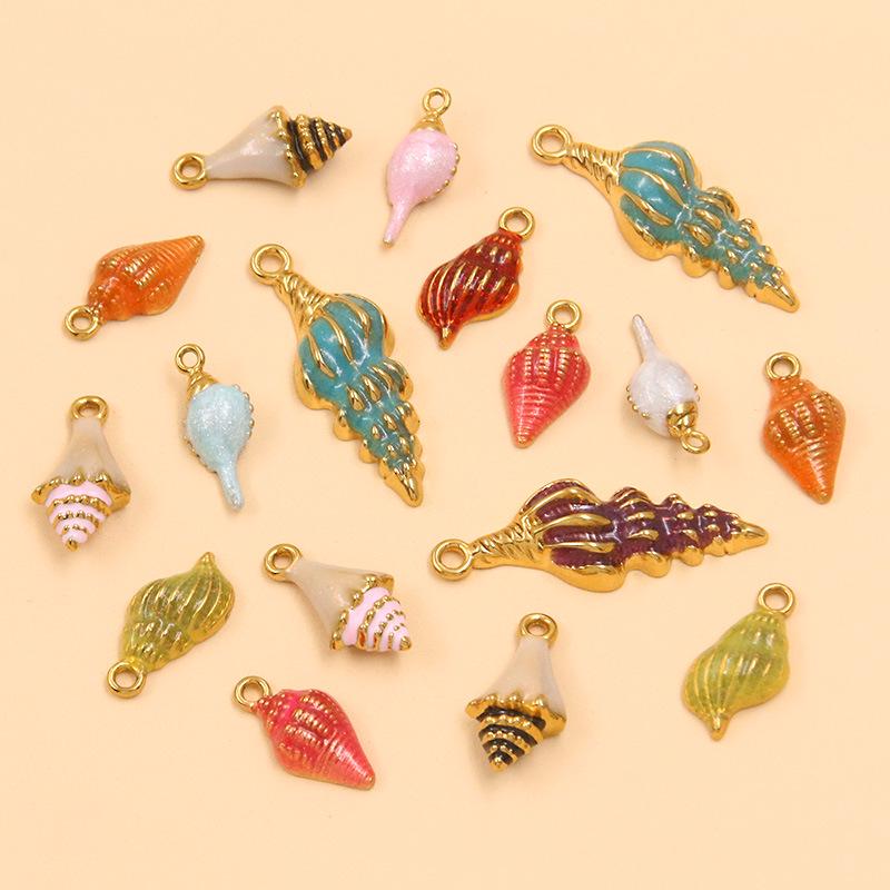 Ocean-Themed Stainless Steel Seashell Conch Pendant Jewelry Accessories
