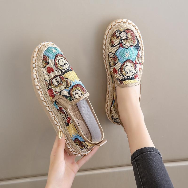 Tygskor nya ventilerande sommar platta vardagliga retro canvas skor trendiga