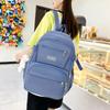 5pcs Elementary School Five Piece Backpack High School Students Large Capacity Multi Pocket Multi Functional Backpack Solid Canvas Leisure Bag