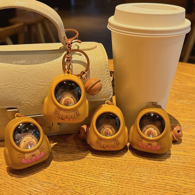 Creative Keychain Kawaii Capybara Schoolbag Shape Key Chains Funny Pencil Case Pendants Charm Car Keyring Diy Bag Accessories