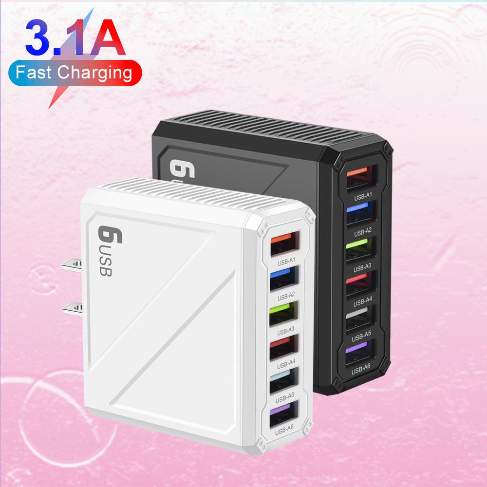 3.1A 5-Port USB Charger with European, American, British, and Korean Plugs for Mobile Phones
