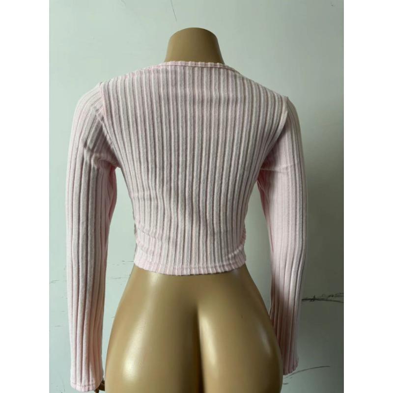 Podzimní dámský top nadměrné velikosti s rozšířenými rukávy, výstřihem do V, stahovací šňůrkou, dlouhým rukávem a proužkem v podpaží.