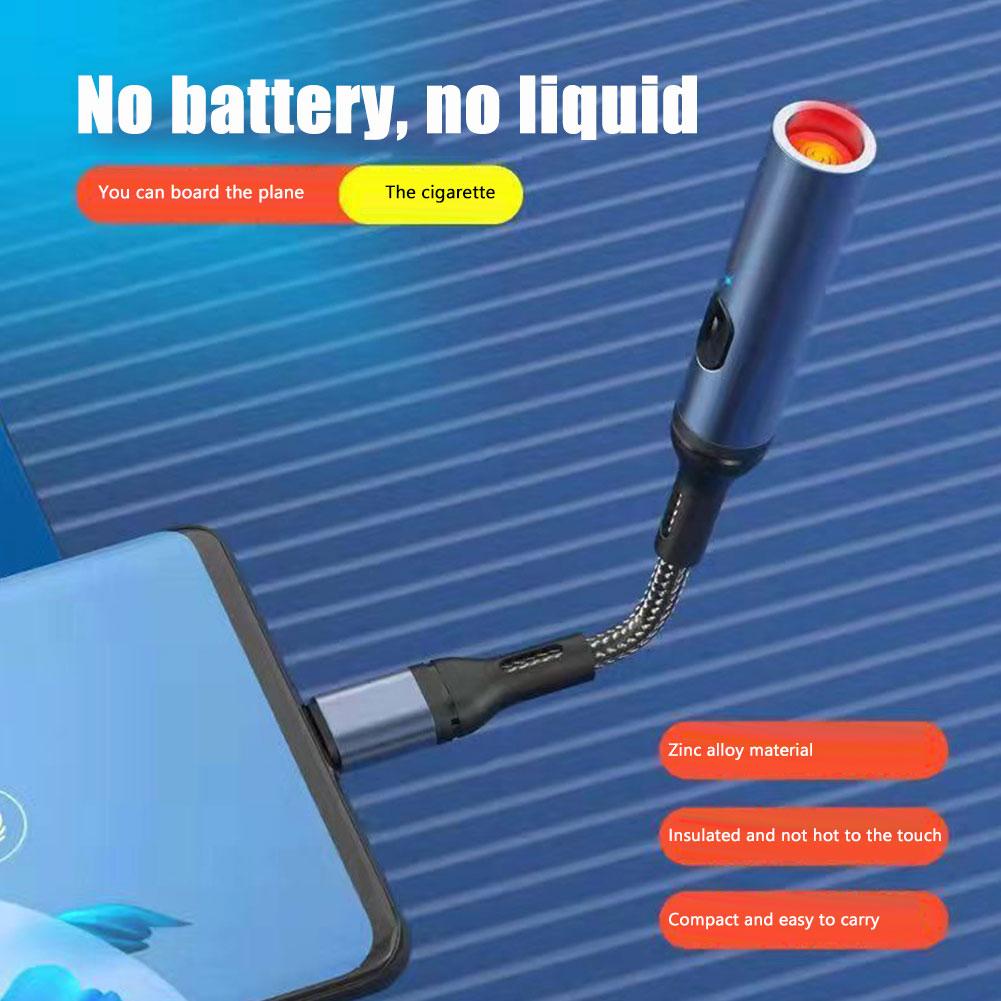 Portable USB Car Data Cable With Cigarette Lighter Smartphone Fast Charging Windproof For IPhone Type C Micro-USB Metal No Rust