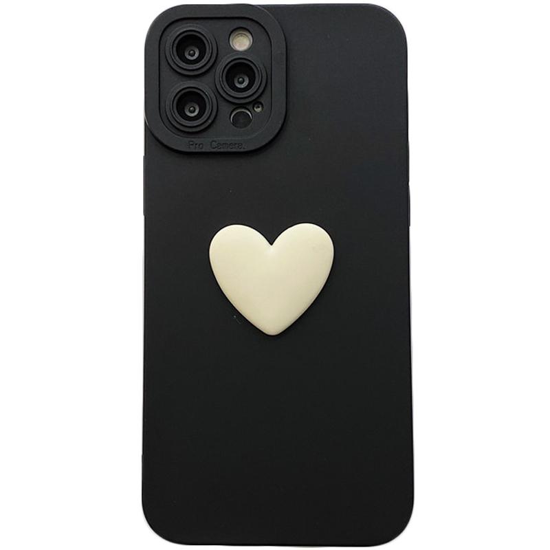 Korea Cute 3d Black Love Heart Bracelet Phone Case For Iphone 13 12 11 Pro Xs Max X Xr 7 8 Plus Se2022 Simple Soft Back Cover