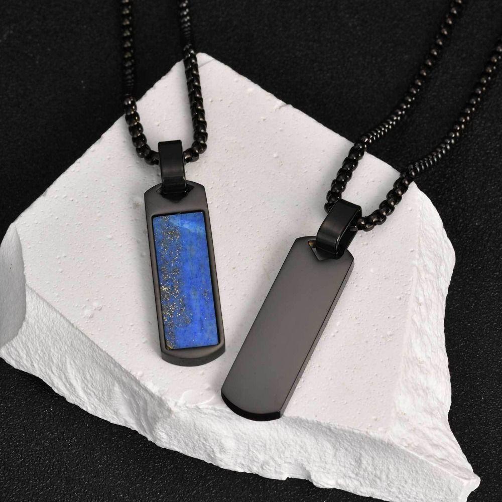 Módní přívěsek z lapisu lazuli Minimalistický nerezový náhrdelník Módní náhrdelník s přívěskem Muži