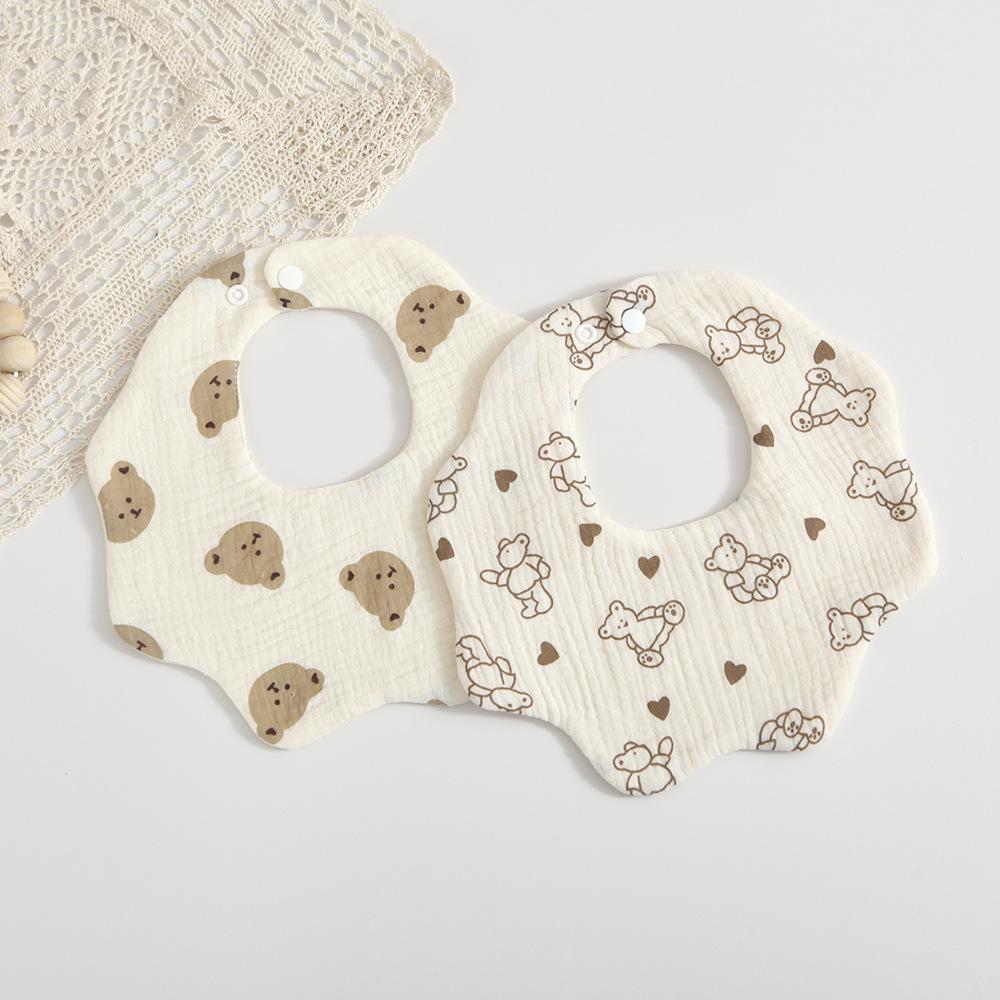 Korean 6-Layer Cotton Gauze Petal Bib: 360° Anti-Spit-Up Newborn Drool Towel.