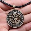 Pandantiv Busolă cu Rune Odin Stil Viking Colier Metalic Bijuterii