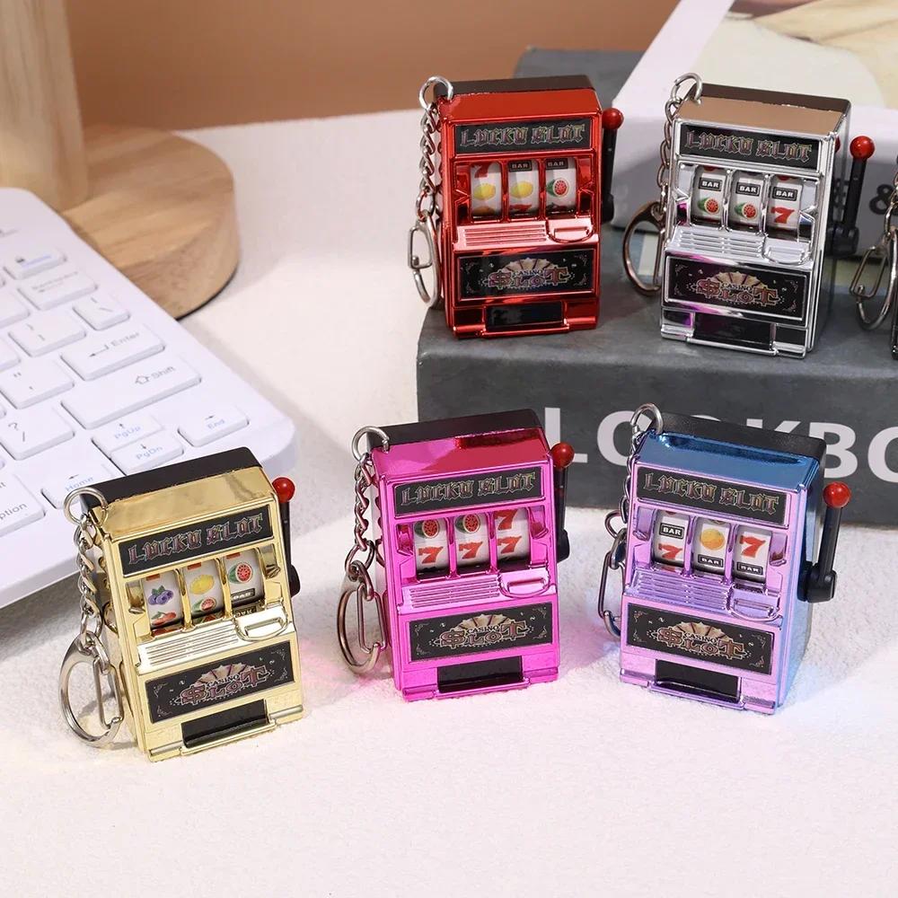 Lucky Charms Jackpot Keychain Creative Mini Fruit Machine Keychain Mini Casino Bag Charm Lucky Slot Machine Model Children's Toy
