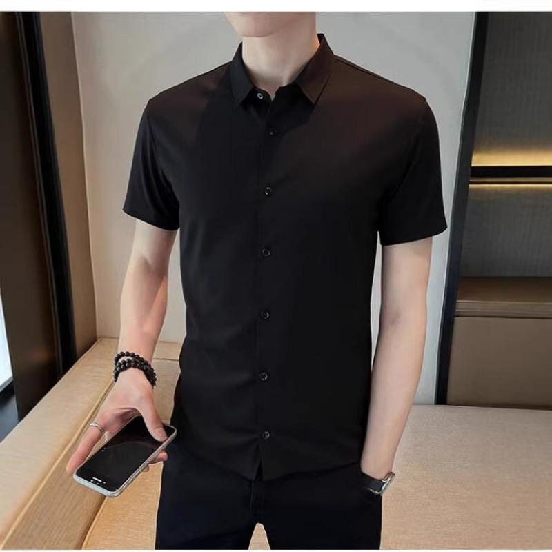 

Men s Grey Short Sleeve Slim Fit Button Down Shirt M чёрный