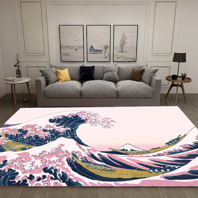 Japanese Japanese Style Ukiyo-e Entrance Hall Carpet Kanagawa Surf Balcony Kitchen Living Room Bedroom Anti-skid Floor Mat