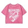Interesting Scorpion Animal Printed Female Washed Short T Shirt Summer Casual Tshirt Street Clothes Fashion Distress Tee