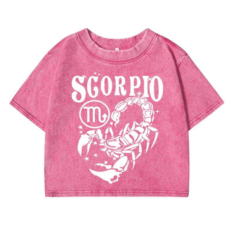Interesting Scorpion Animal Printed Female Washed Short T Shirt Summer Casual Tshirt Street Clothes Fashion Distress Tee