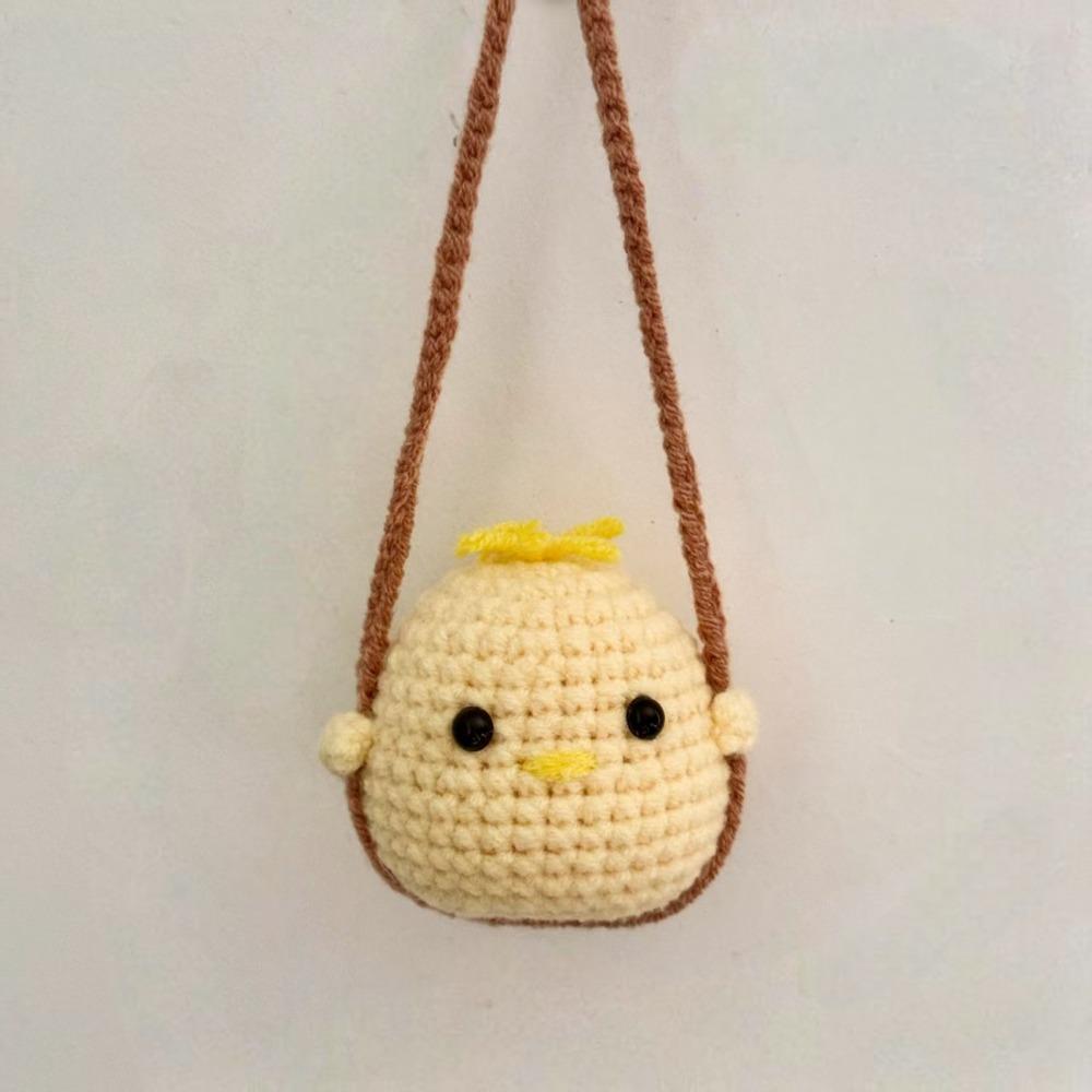 Handmade Knitted Hanging Decor Duck Chick Car Decoration Mini Knitting Ornament Birthday Gift