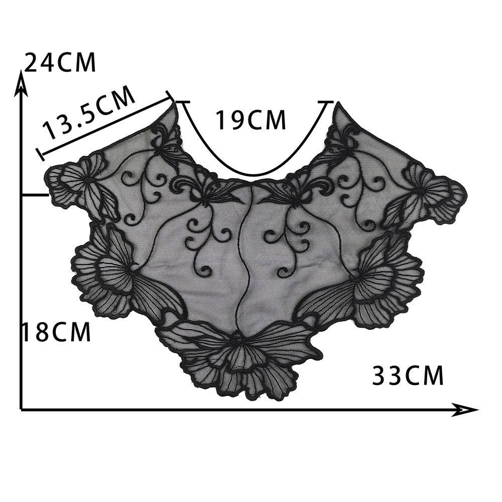 Black Embroidered Mesh Organza Front Collar Collar Sewing Lace Diy Decorative Dress Wedding Dress Accessories