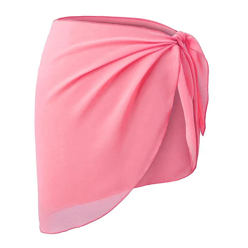 Women Short Sarongs Swimsuit Coverups Beach Bikini Wrap Sheer Short Skirt Chiffon Scarf Cover Ups for Swimwear