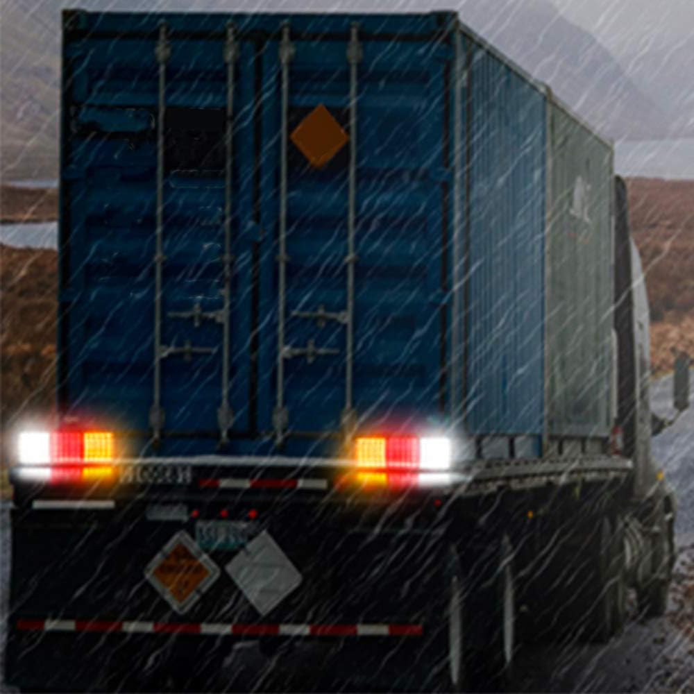 Aoling Truck Tail 12V Trailer Tail Lights for Universal Rear Brake Reverse Turn Signal 75 High Set of 2 Lights, Boats, Waterproof, 3-Color (Red,