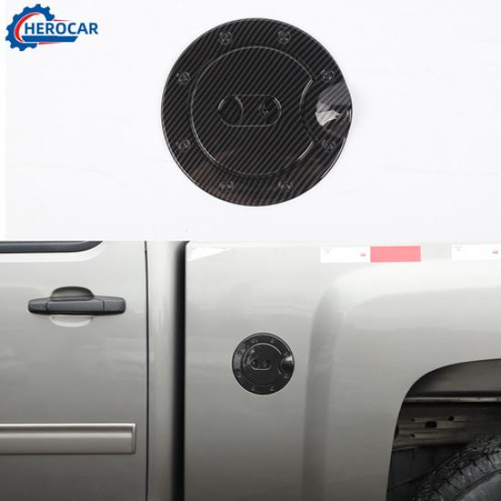 Carbon Fiber Gas Cap Fuel Tank Cover Trim For Chevy Silverado GMC Sierra 2007-13