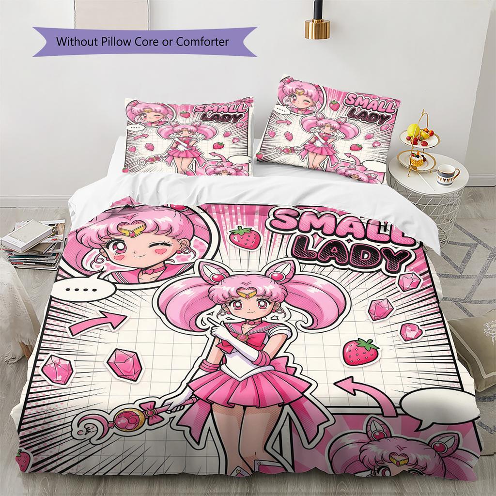 Set Copripiumino Trapuntato con Fantasia Sailor Moon Decorazione per la Casa Regalo (1 * copripiumino + 2 * federe senza imbottitura)
