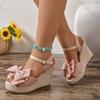 Comemore Women Sandals Bow Wedges High Heels Sandals Women New Peep Toe Platform Sandal Casual Party Daily Woman Shoes