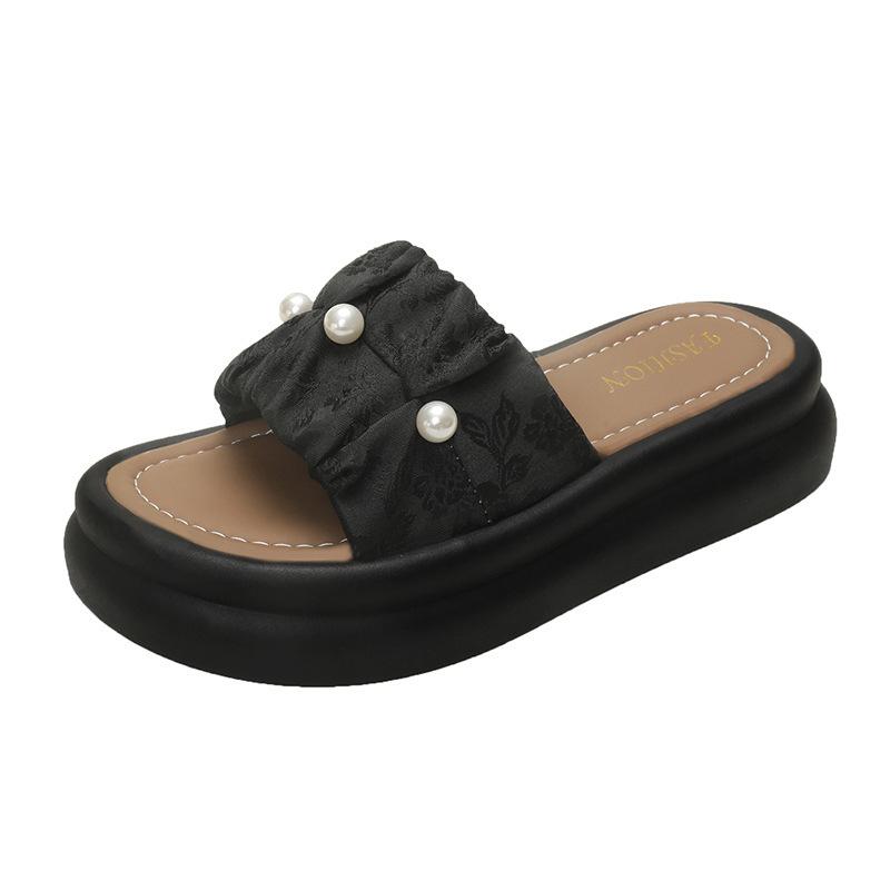 

Platform slippers French slippers women s summer outer wear 2025 with new beautiful super fire high-end cool and heightened skirt 40 чёрный