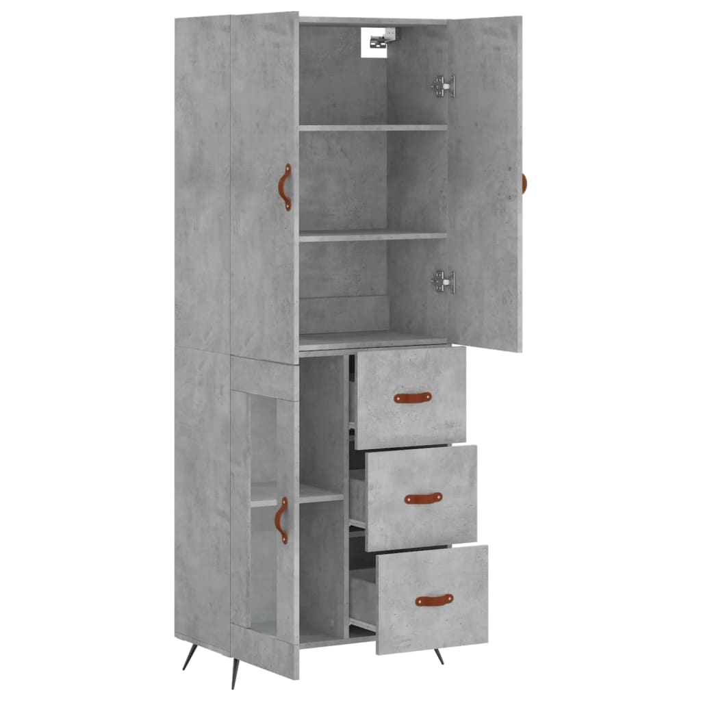 Vidaxl Display Cabinet, Concrete Grey 69.5X34X180 Cm Wood-Based Material