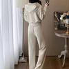 Women's 2-Piece Casual Tracksuit, Zip-up Collar Sweatshirt Elastic Waist Pants Loose Fit Loungewear Set