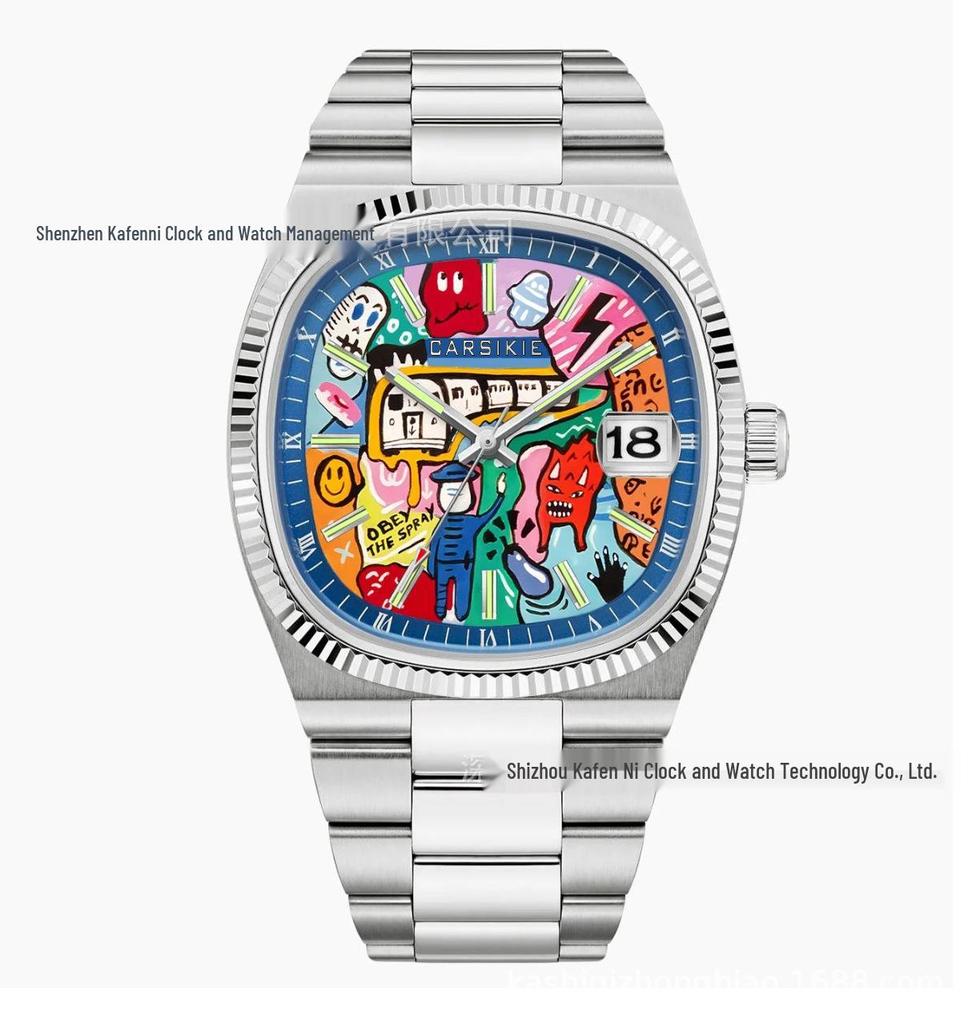 Montre Quartz Cartoon Graffiti Tendance Nationale: Grand Cadran pour Enfants et Hommes